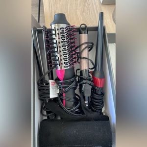 Hair hot tools- curling iron & wand, Revlon spin brush, flat iron